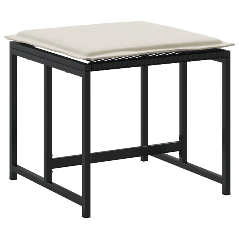 vidaXL dārza krēsli ar matračiem, 4 gab., melna PE rotangpalma