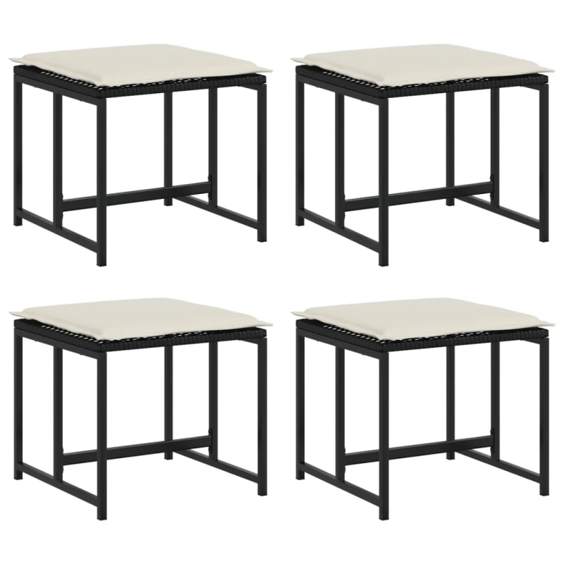 vidaXL dārza krēsli ar matračiem, 4 gab., melna PE rotangpalma