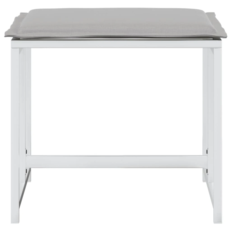 vidaXL dārza soli ar spilveniem, 4 gab., balts tērauds, tekstilēns