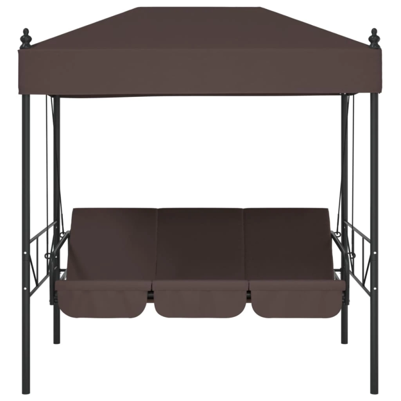 vidaXL dārza šūpuļsols ar jumtiņu, kafijas brūns, tērauds