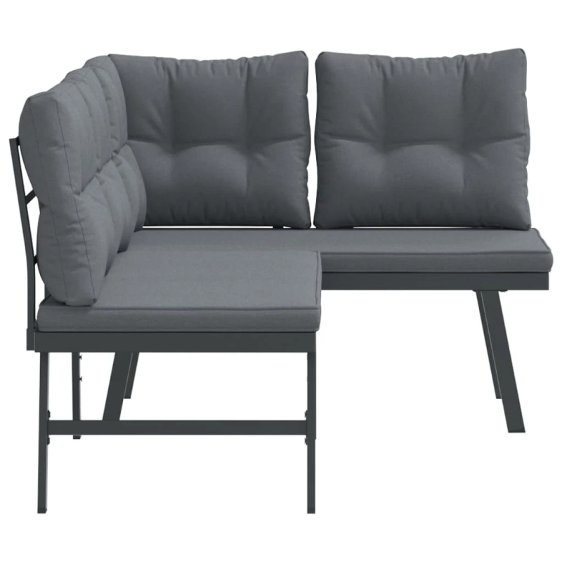 vidaXL dārza soli ar spilveniem, 2 gab., melni, pulverkrāsots tērauds