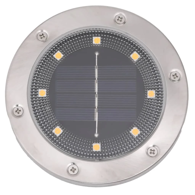 vidaXL solārās zemes gaismas ar zemes tapām, āra 12 gab., silti baltas
