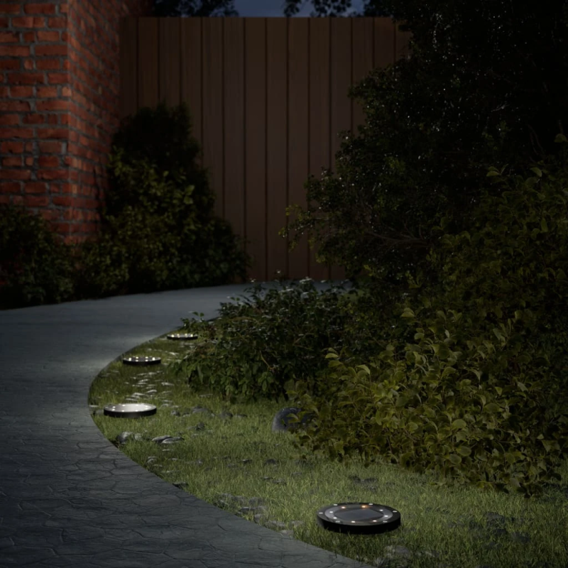 vidaXL solārās zemes gaismas ar zemes tapām, āra 4 gab., silti baltas