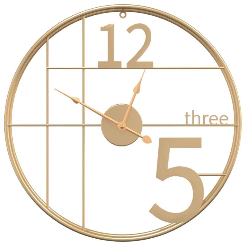 vidaXL sienas pulkstenis, DIA50 cm, zelta krāsas dzelzs