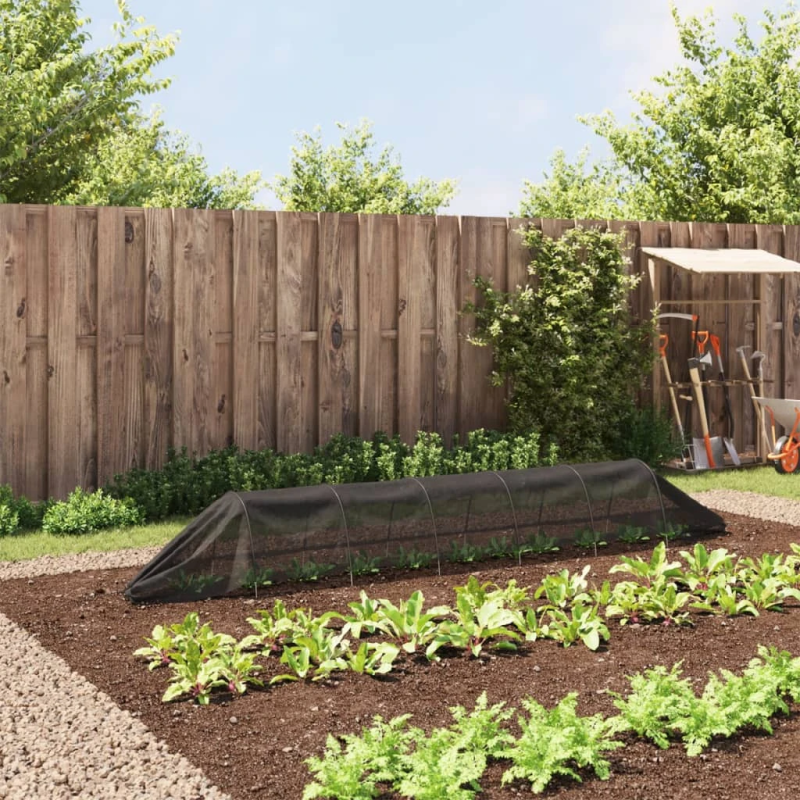 vidaXL tīkla tunelis, melns, 300x50x48,5 m, tērauds un PP