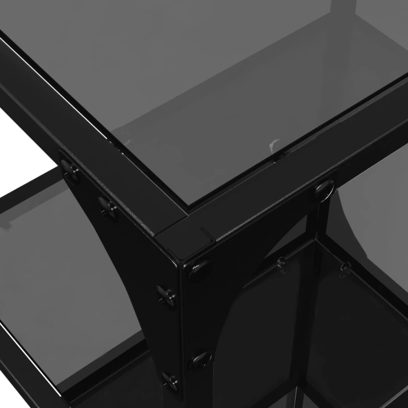 vidaXL plaukts, 40x30x123 cm, melns, rūdīts stikls, tērauds