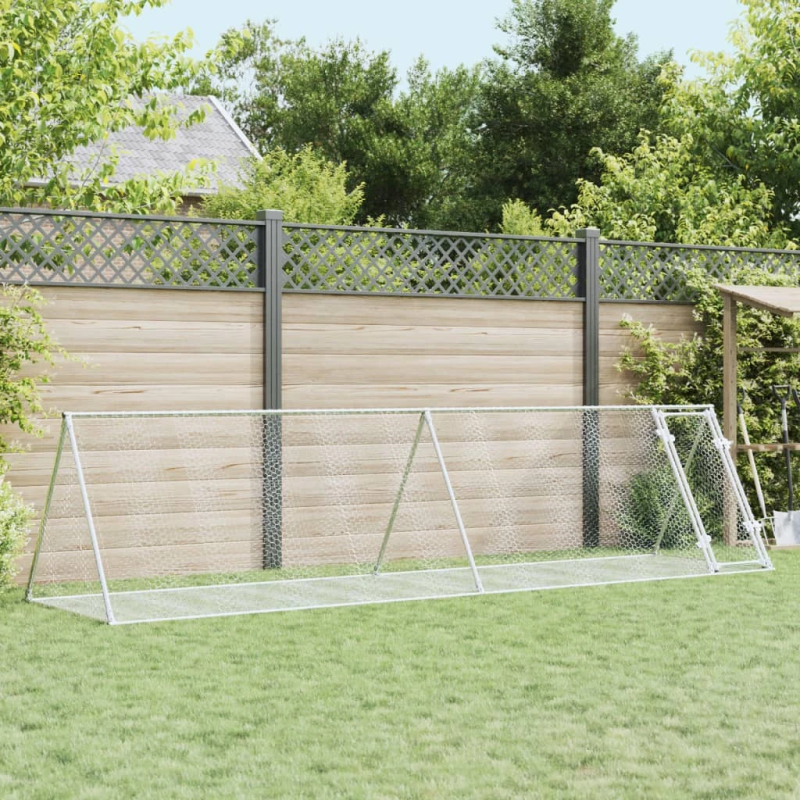 vidaXL trušu būris, sudrabains, 400x105x91 cm, cinkots tērauds