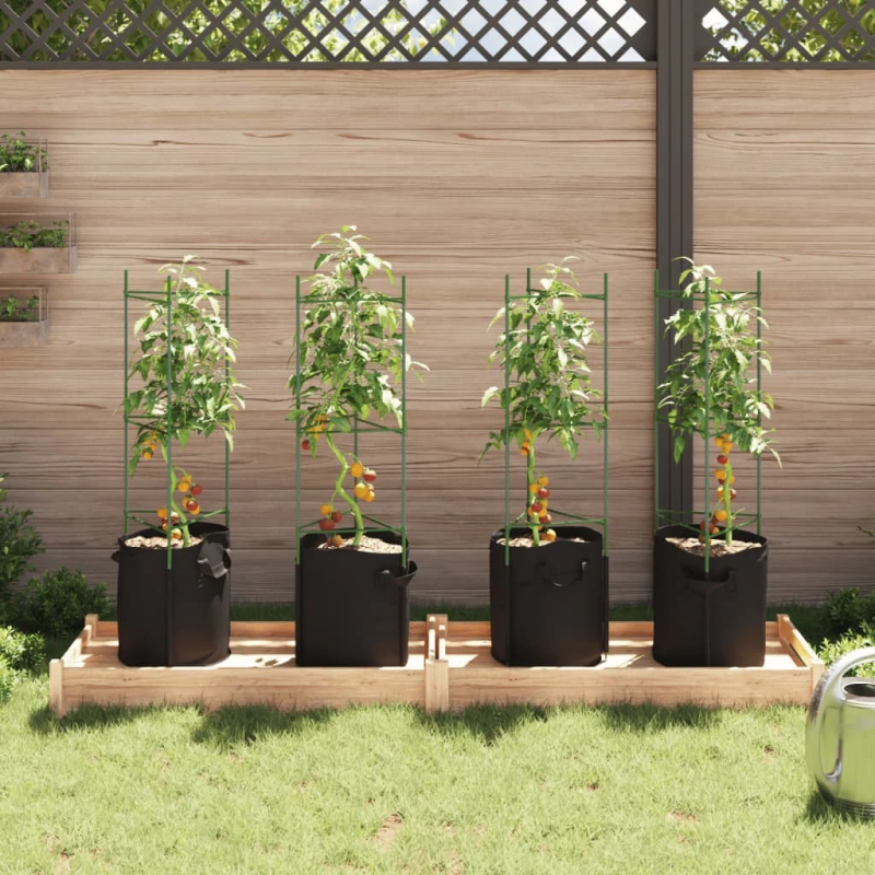 vidaXL tomātu būri ar augu maisiņi, 4 gab., 116 cm, tērauds un PP