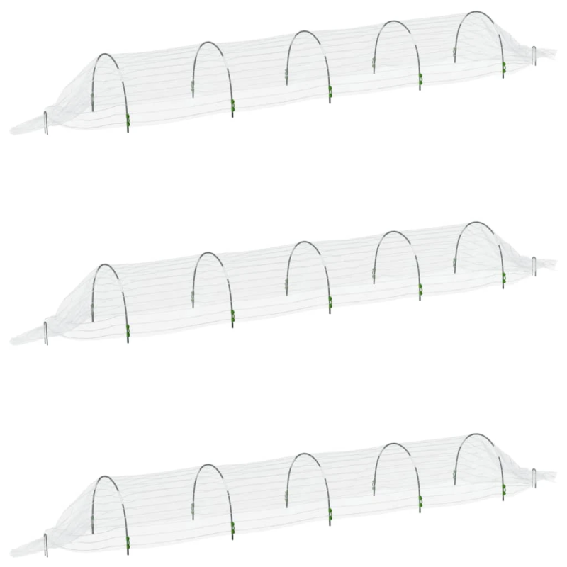 vidaXL tīkla tuneļi, 3 gab., 1,5x5 m, stiklašķiedra un PP