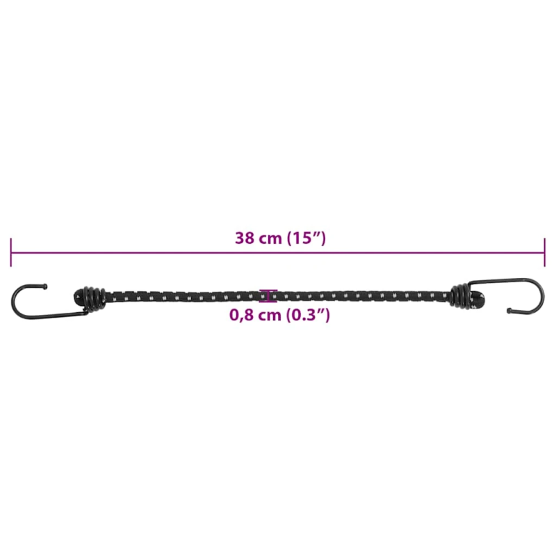 vidaXL gumijas auklas ar āķiem, atstarojošas, 50 gab., 38 cm