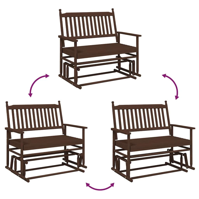 vidaXL šūpuļsols, brūns, 118x70x104,5 cm, papeles masīvkoks