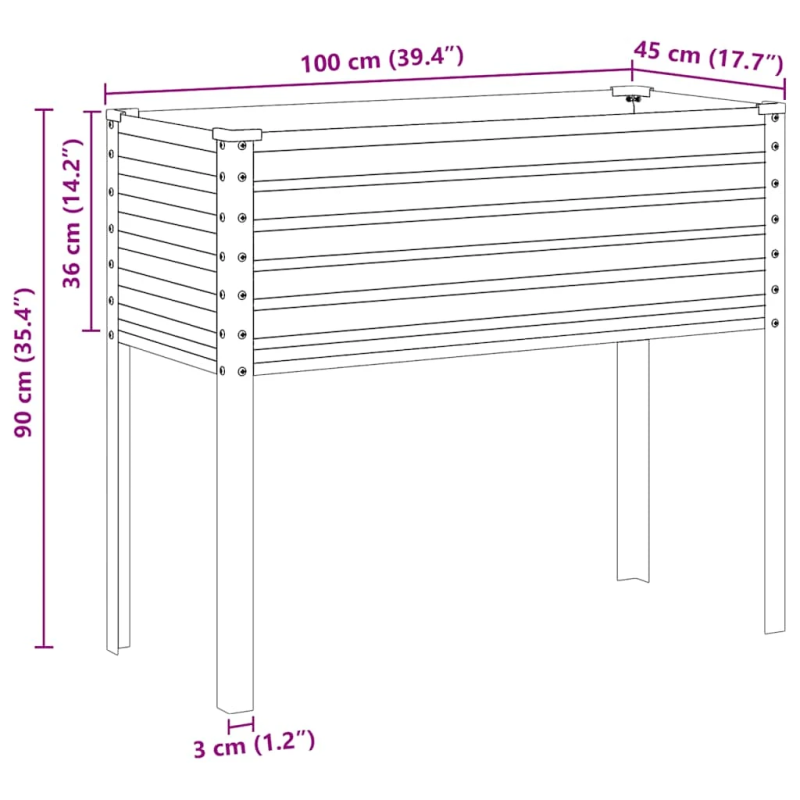 vidaXL dārza puķu kaste, zaļa, 100x45x90 cm, tērauds