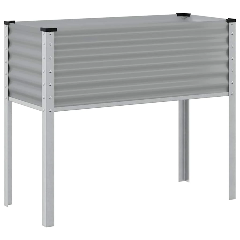 vidaXL dārza puķu kaste, pelēka, 100x45x90 cm, tērauds