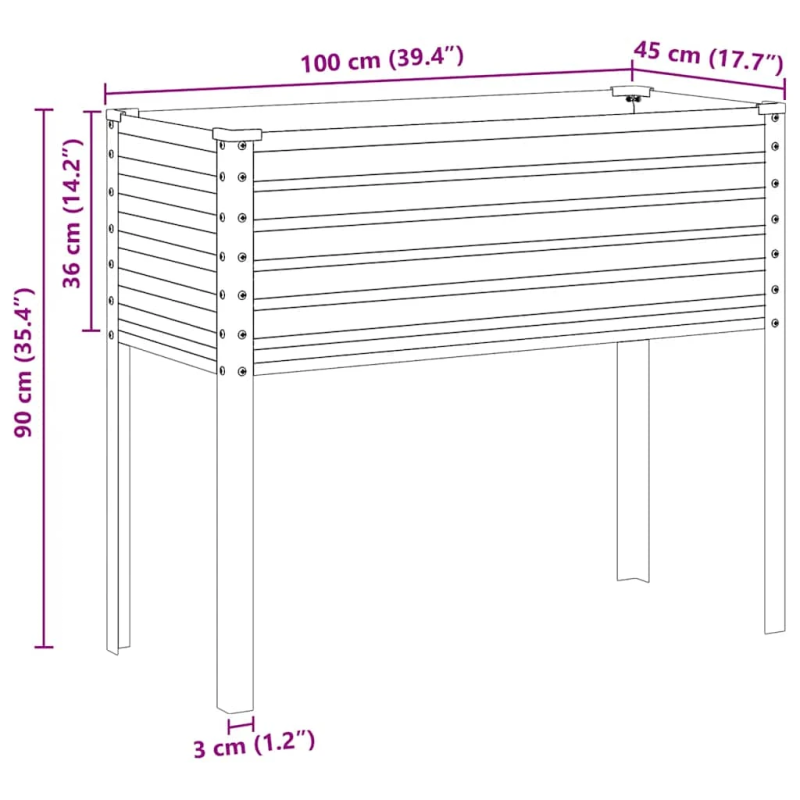 vidaXL dārza puķu kaste, 100x45x90 cm, atmosfēras izturīgs tērauds