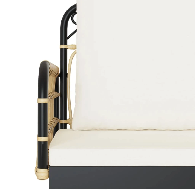 vidaXL šūpoļu sols ar spilveniem, 105x58x38cm, PE rotangpalma, tērauds