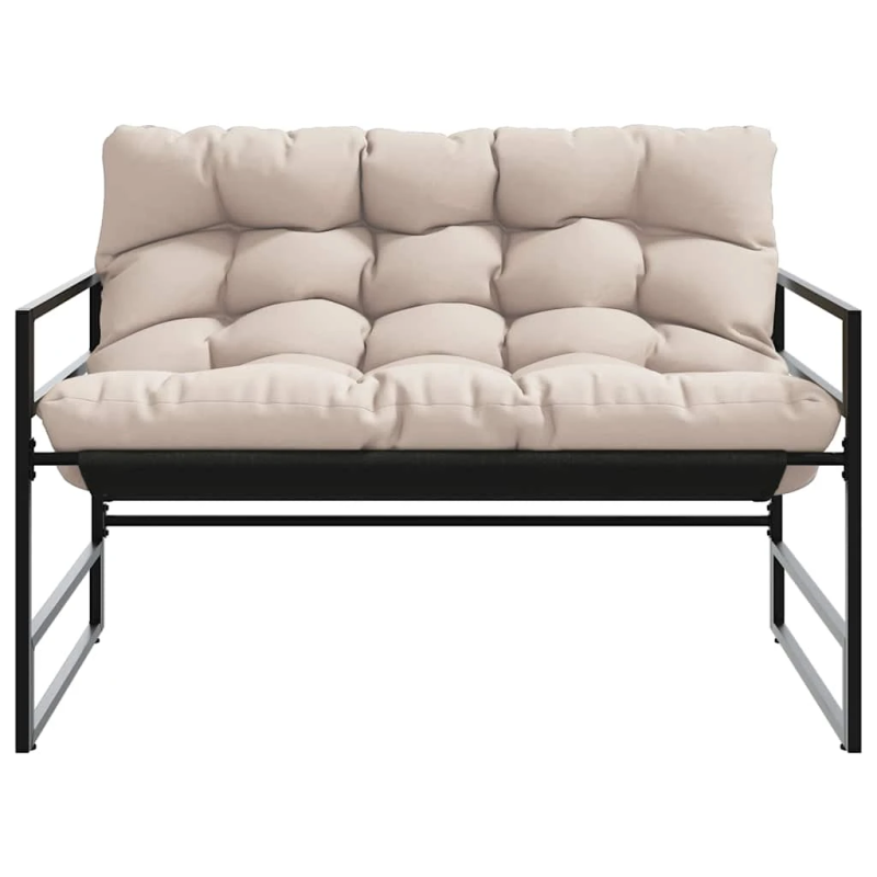 vidaXL dārza sols ar matraci, pelēkbrūns, 113 cm, tērauds