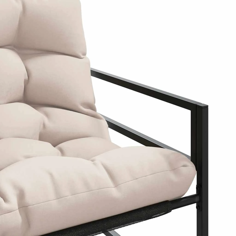 vidaXL dārza sols ar matraci, pelēkbrūns, 113 cm, tērauds