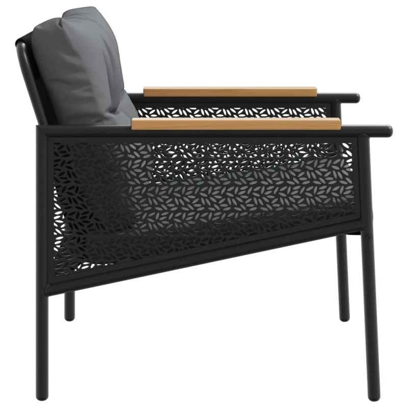 vidaXL dārza krēsli ar matračiem, 2 gab., melni, tērauds