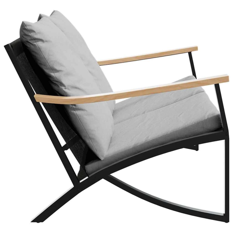 vidaXL dārza sols ar matračiem, melns, 120 cm, tērauds