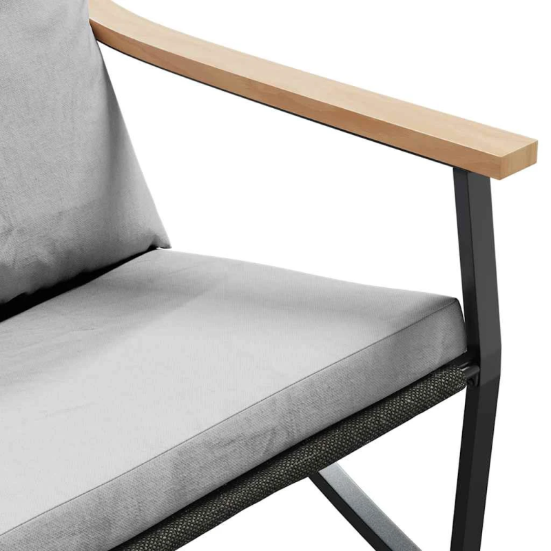 vidaXL dārza sols ar matračiem, melns, 120 cm, tērauds