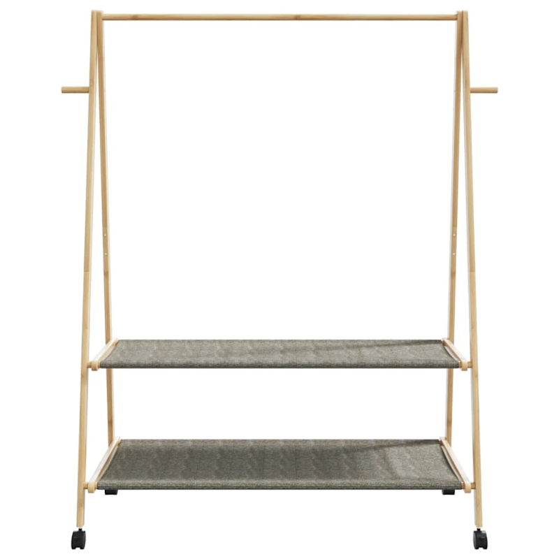 vidaXL drēbju statīvs ar plauktiem&riteņiem 132x45,5x155,5 cm bambuss