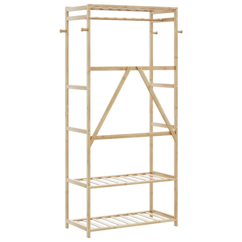 vidaXL drēbju pakaramais ar plauktiem, 80x40x175 cm, bambuss