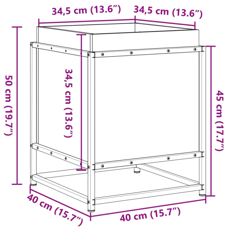 vidaXL dārza puķu kaste, vaska brūnas, 40x40x50 cm, priedes masīvkoks