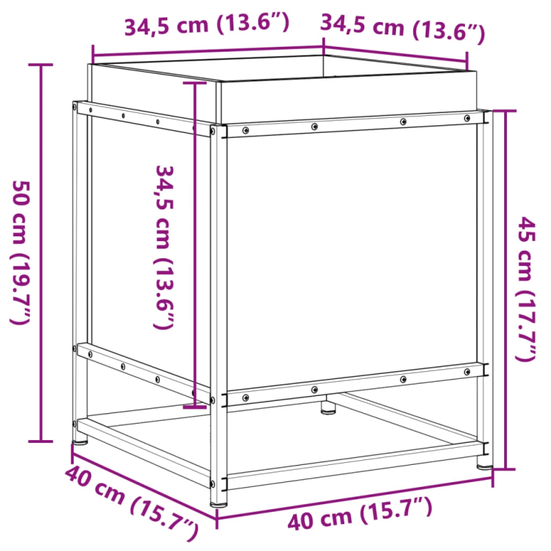 vidaXL dārza puķu kaste, 40x40x50 cm, impregnēts priedes koks