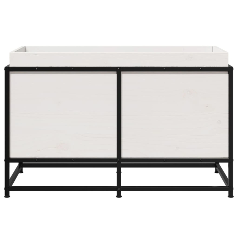 vidaXL dārza puķu kaste, balta, 80x40x50 cm, priedes masīvkoks