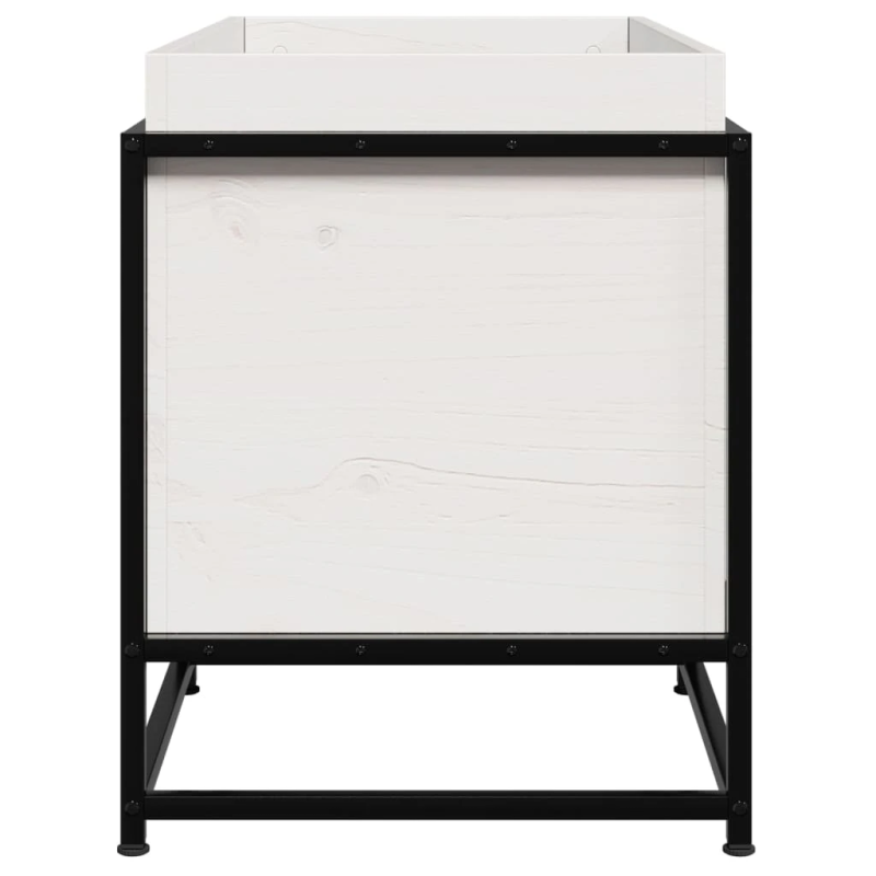 vidaXL dārza puķu kaste, balta, 80x40x50 cm, priedes masīvkoks