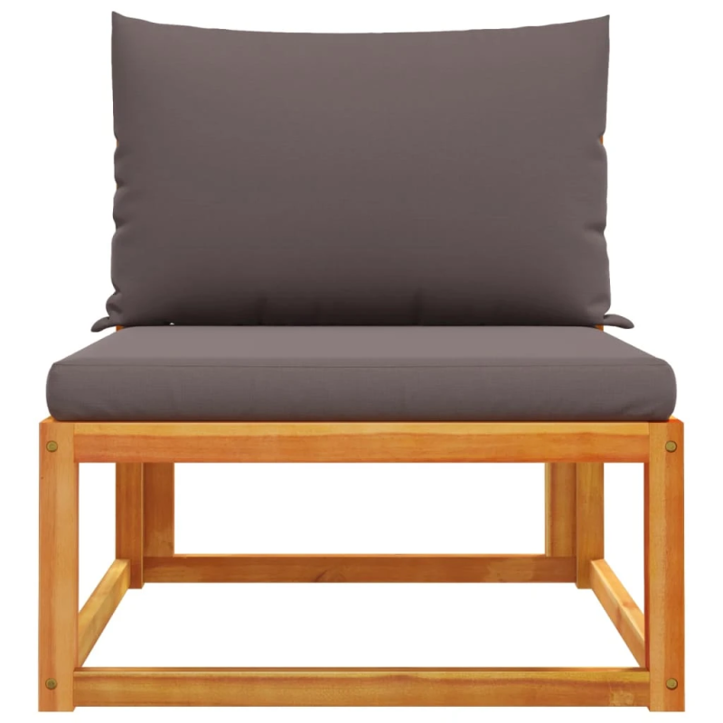 vidaXL dārza dīvāns bez roku balstiem, spilveni, akācijas koks un virve