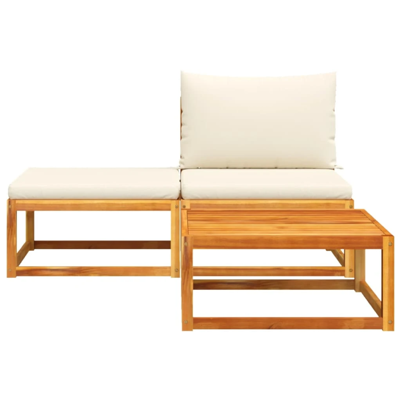 vidaXL trīsdaļīgs dārza dīvānu komplekts ar spilveniem, akācijas koks un virve