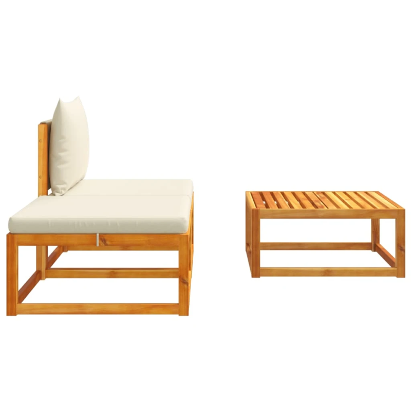 vidaXL trīsdaļīgs dārza dīvānu komplekts ar spilveniem, akācijas koks un virve