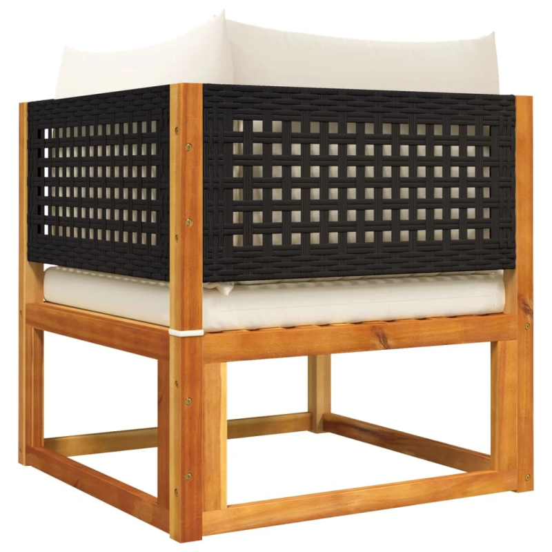 vidaXL dārza stūra dīvāns ar spilveniem, akācija un rotangpalma