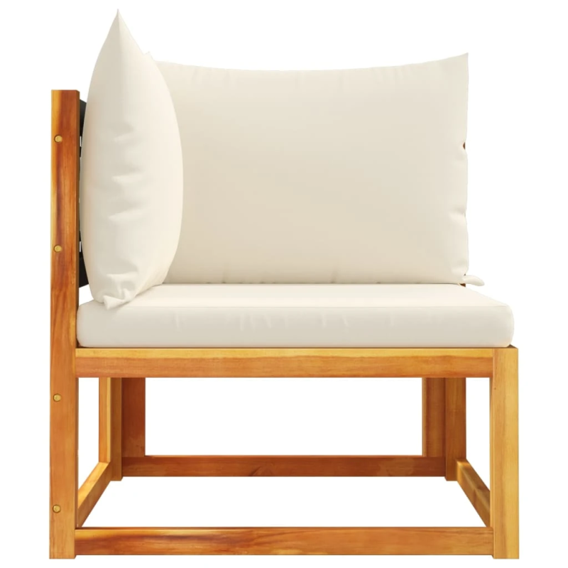 vidaXL dārza stūra dīvāns ar spilveniem, akācija un rotangpalma