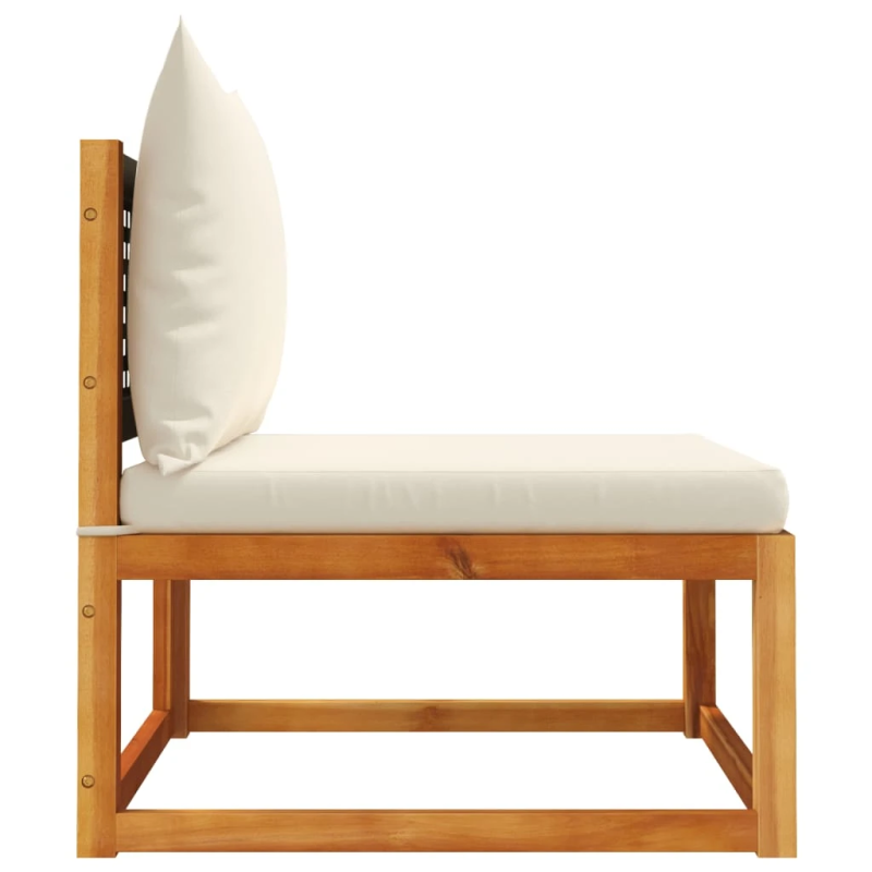 vidaXL dārza dīvāns bez roku balstiem, spilveni, akācija un rotangpalma