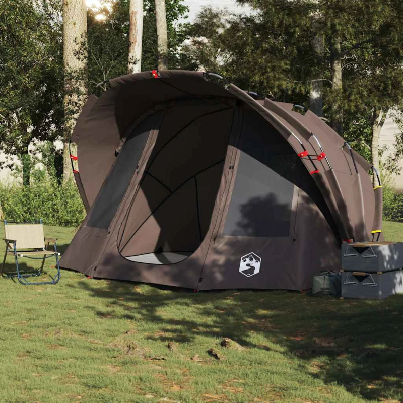 vidaXL makšķernieku telts 5 personām, brūna, ūdensnecaurlaidīga