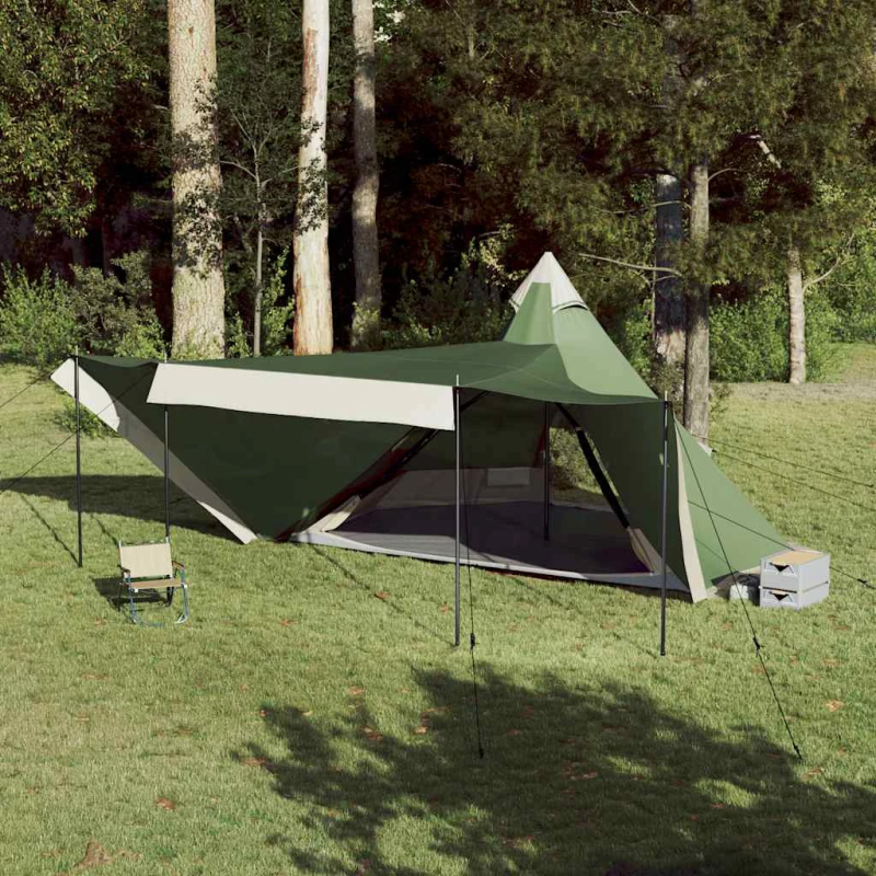 vidaXL ģimenes telts, tipi, 8 personām, zaļa, ūdensnecaurlaidīga