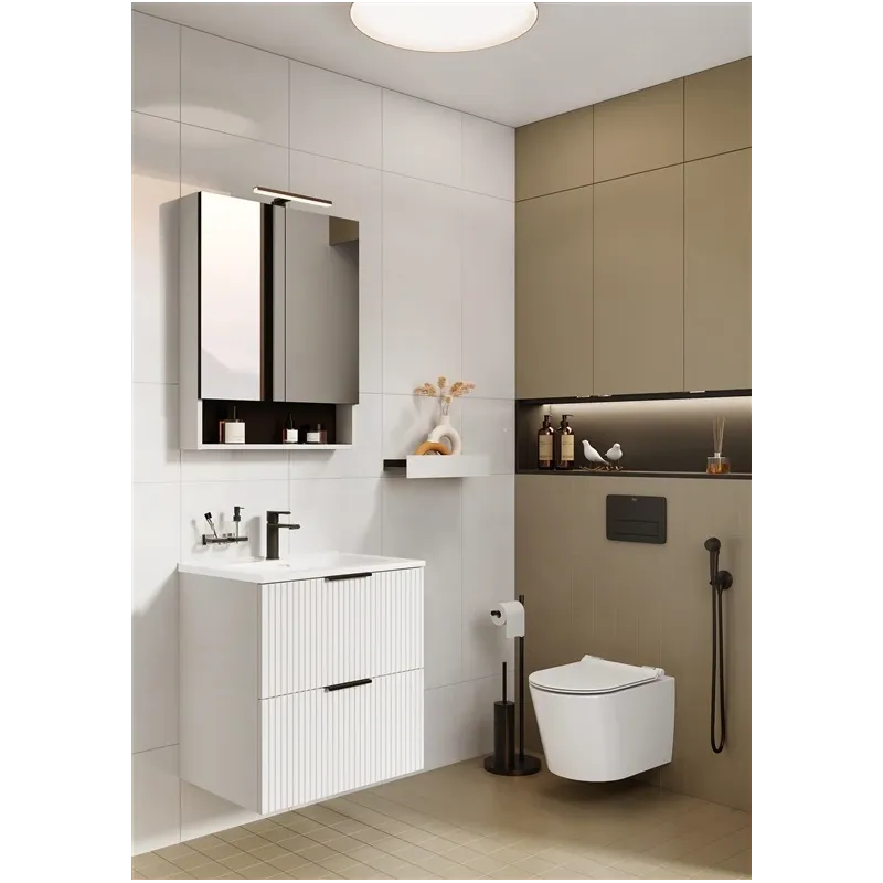 Piekarināms vannas istabas skapis ar spoguli Masterjero Lamello, balta, 18.8 cm x 60 cm x 79.7 cm