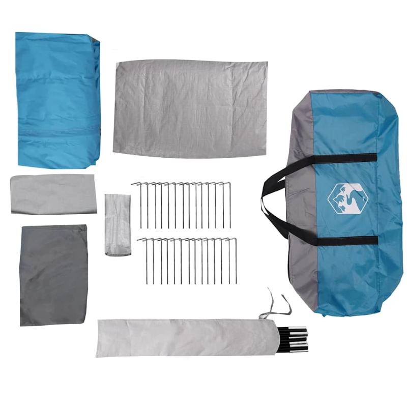 vidaXL ģimenes telts, tuneļa, 8 personām, zila, ūdensnecaurlaidīga