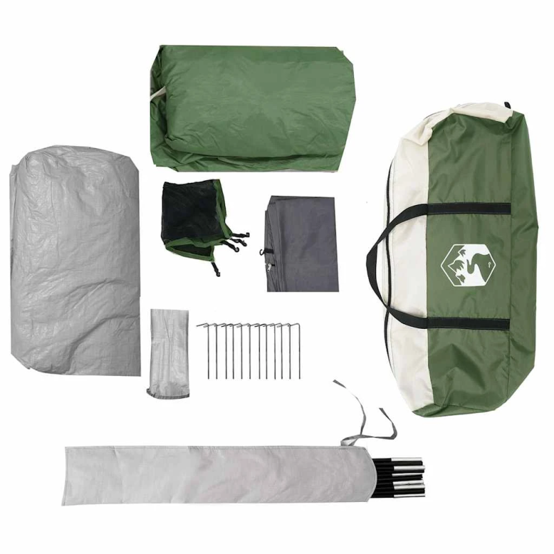 vidaXL ģimenes telts, tuneļa, 8 personām, zaļa, ūdensnecaurlaidīga