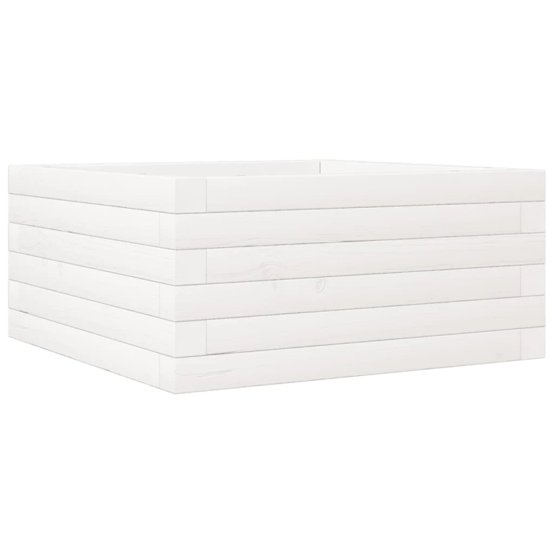 vidaXL dārza puķu kaste, balta, 50x50x23 cm, priedes masīvkoks