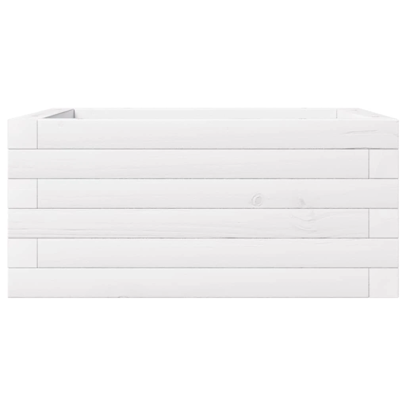 vidaXL dārza puķu kaste, balta, 50x50x23 cm, priedes masīvkoks