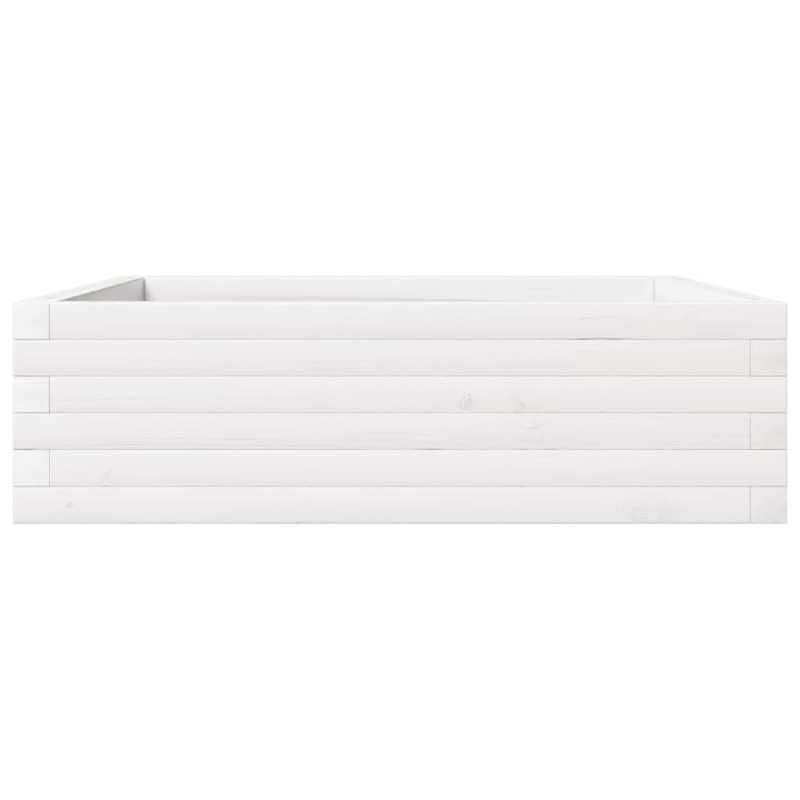 vidaXL dārza puķu kaste, balta, 80x80x23 cm, priedes masīvkoks