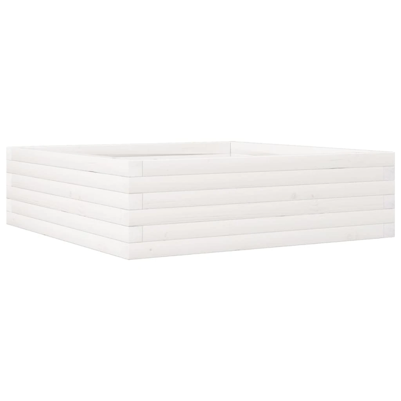 vidaXL dārza puķu kaste, balta, 80x80x23 cm, priedes masīvkoks