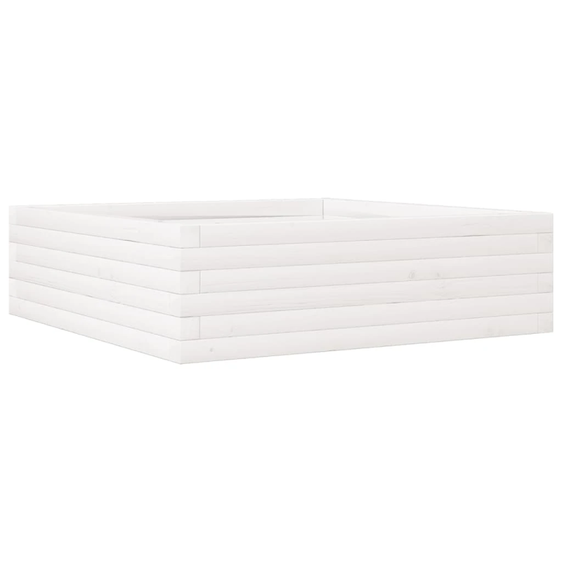 vidaXL dārza puķu kaste, balta, 80x80x23 cm, priedes masīvkoks