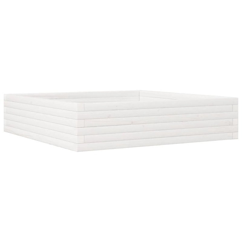 vidaXL dārza puķu kaste, balta, 100x100x23 cm, priedes masīvkoks