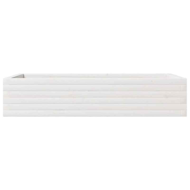 vidaXL dārza puķu kaste, balta, 110x60x23 cm, priedes masīvkoks