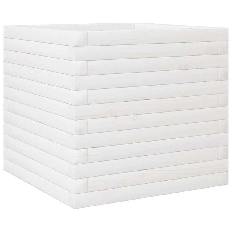 vidaXL dārza puķu kaste, balta, 50x50x45,5 cm, priedes masīvkoks