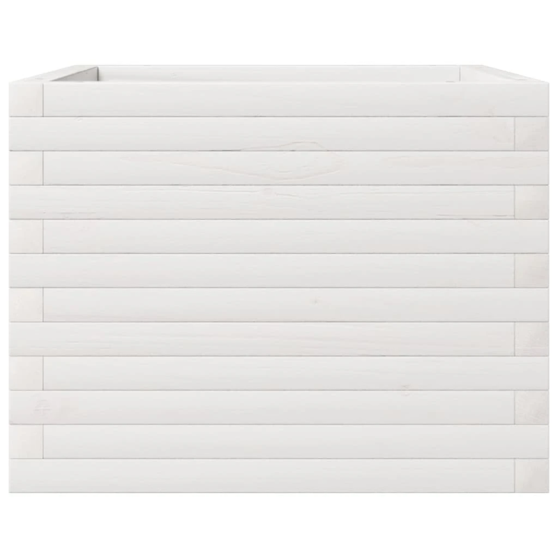 vidaXL dārza puķu kaste, balta, 60x60x45,5 cm, priedes masīvkoks